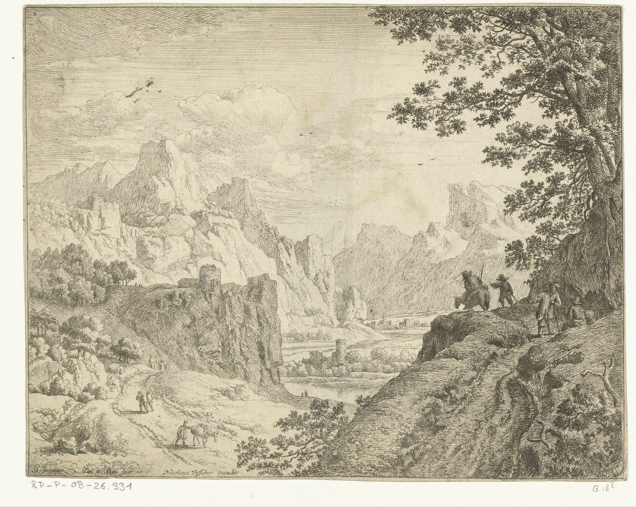 Gezginlerle nehir manzarası Ren manzaraları (dizi başlığı) by Jan van Aken