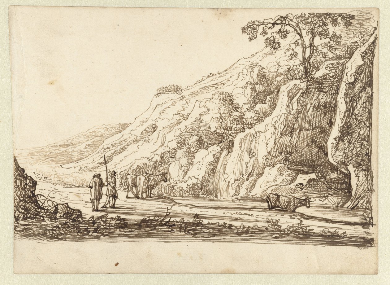 Çobanlar ve inekler ile manzara by Jan van Almeloveen