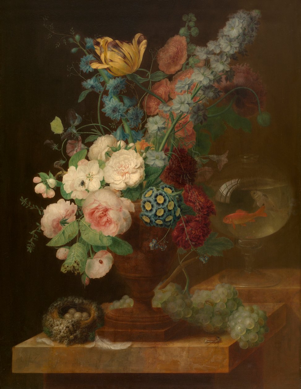Buket Çiçek (Panel üzeri yağlı boya) by Jan van Amstel