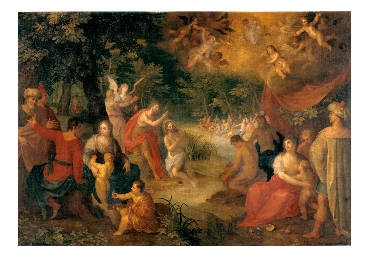 İsa'nın Vaftizi (meşe panel üzerine yağlı boya) by Jan van Balen