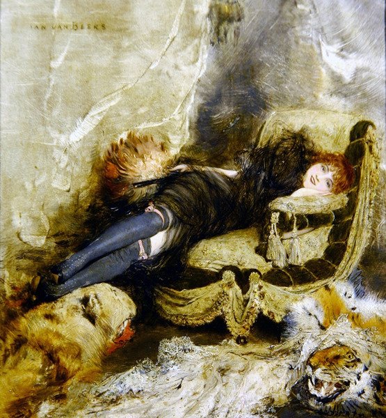 The Courtesan, c.1990 (panelde yağlı boya) by Jan van Beers