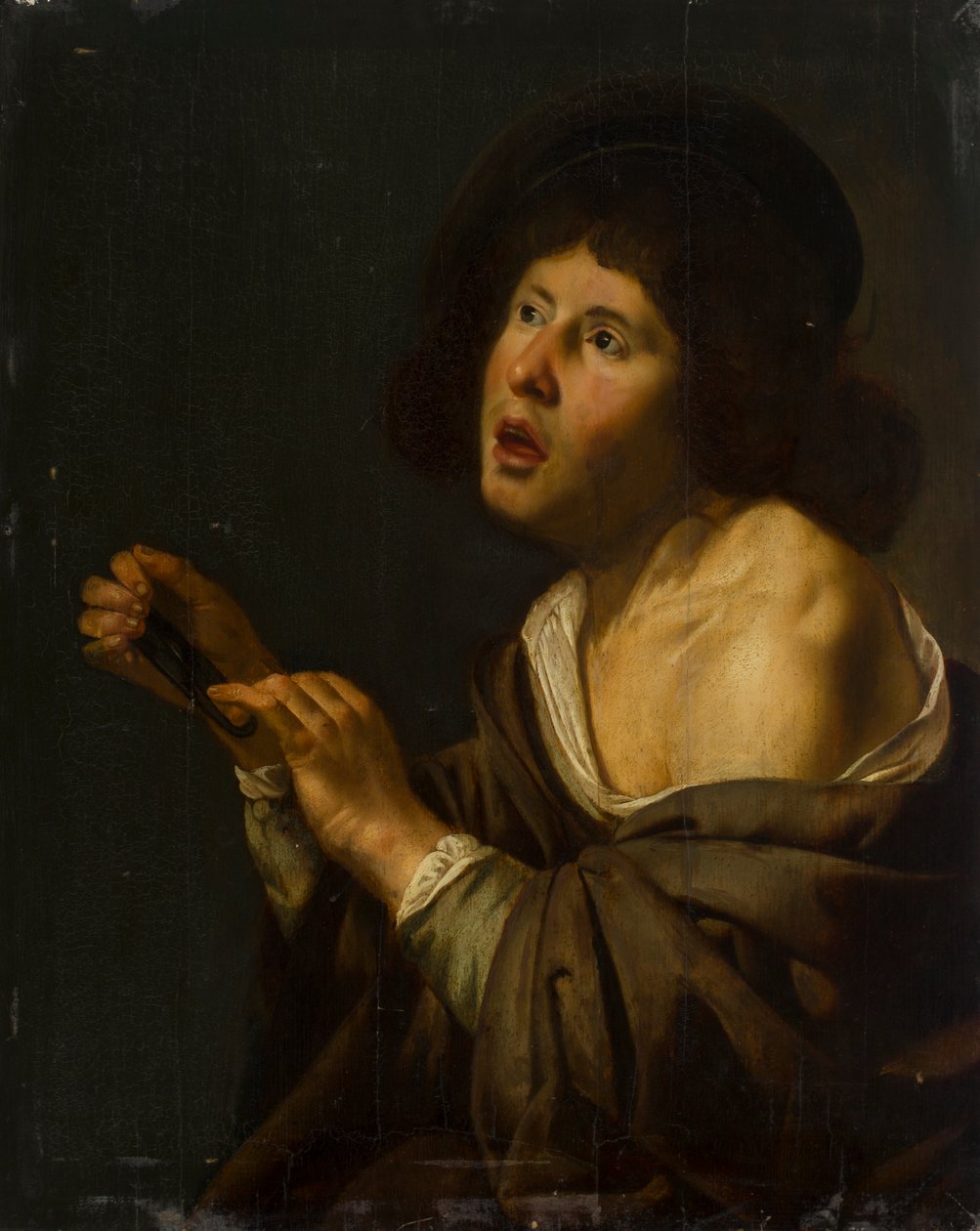 Enstrümanlı Bir Çocuğun Portresi (paneldeki yağ, tahtaya serilir) by Jan van Bijlert or Bylert
