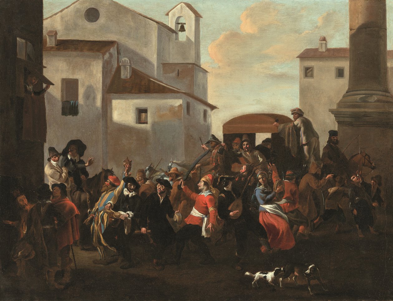 Roma meydanında bir karnaval (tuval üzerine yağlıboya) by Jan van Bike Miel