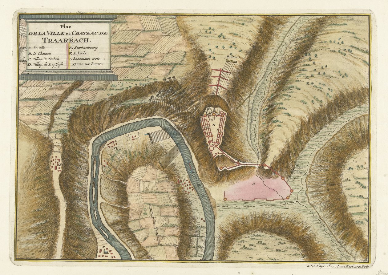 Trarbach köyünün ve kalesinin haritası, 1704 Plan de la Ville et: Chateau: de Traarbach (nesne üzerindeki başlık) by Jan van Call (II) (attributed to)
