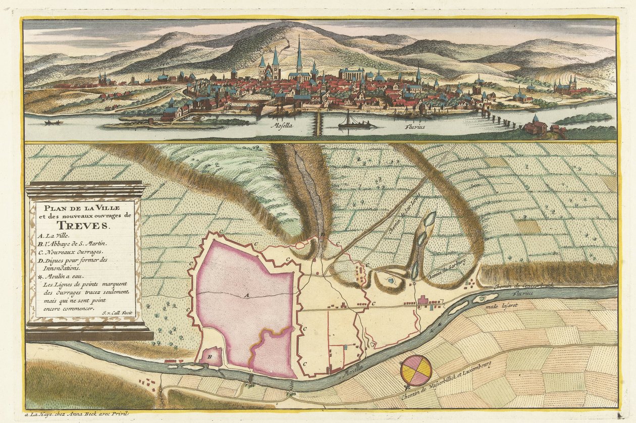 Trier Haritası, 1704 Plan de la Ville et: Chateau: de Traarbach (nesne üzerindeki başlık) by Jan van Call (II)