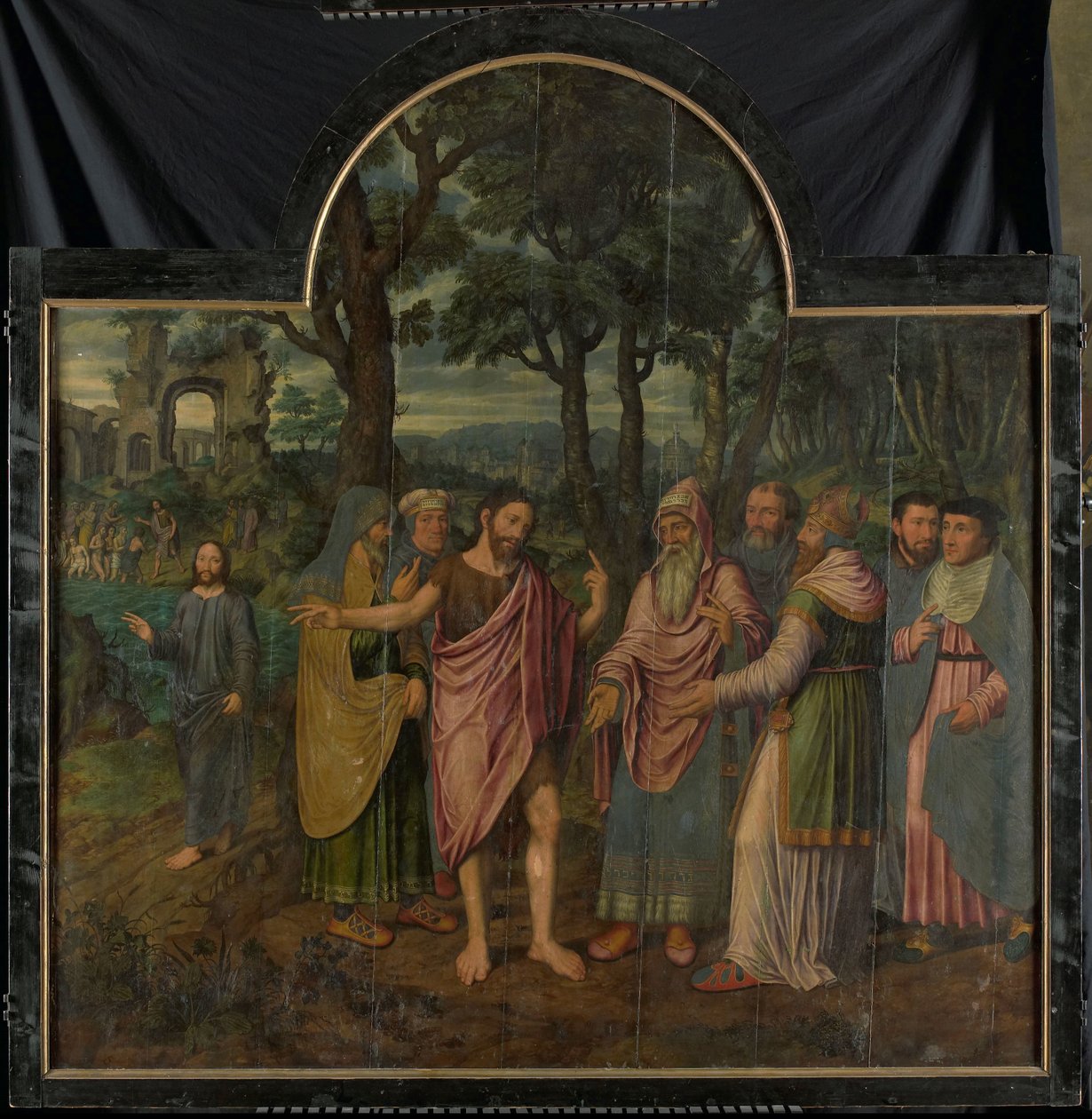Vaftizci Yahya, Ferisileri uyarıyor, bir triptiğin orta paneli by Jan van Coninxloo (II)