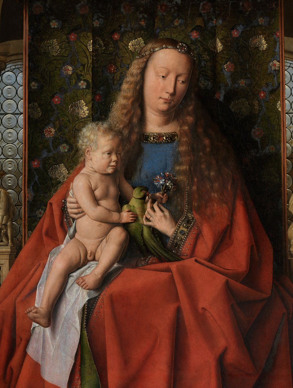 Bakire ve Çocuk ile Aziz Donatian ve George ve Canon Joris van der Paele'den detay, c.1436 (ahşap üzerine yağlı boya) by Jan van Eyck