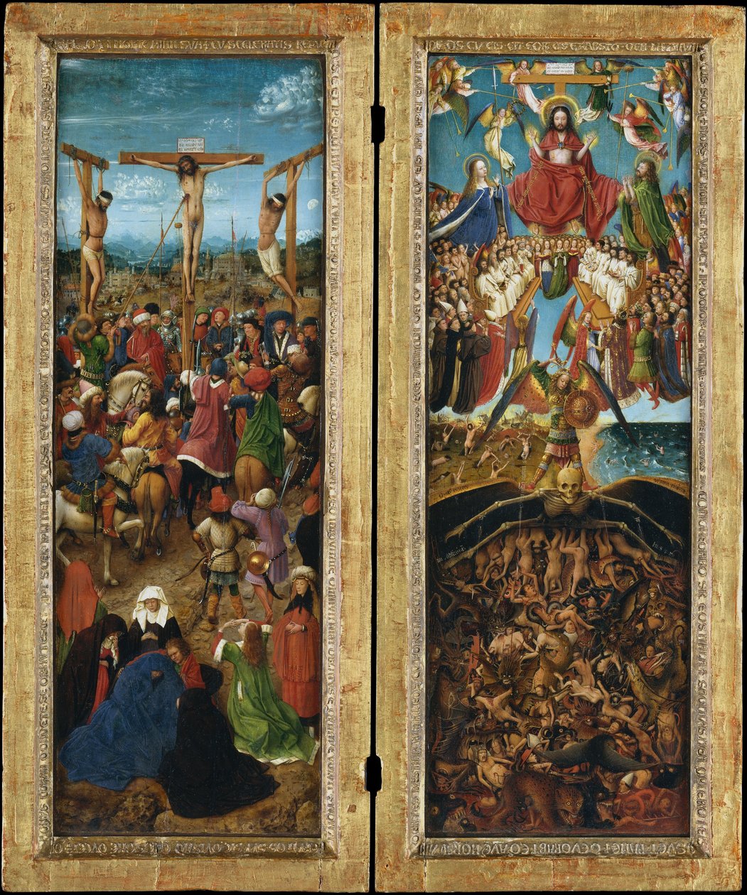Çarmıha Gerilme; Son Yargı, c.1440-41 (tahtadan aktarılmış tuval üzerine yağlıboya) by Jan van Eyck