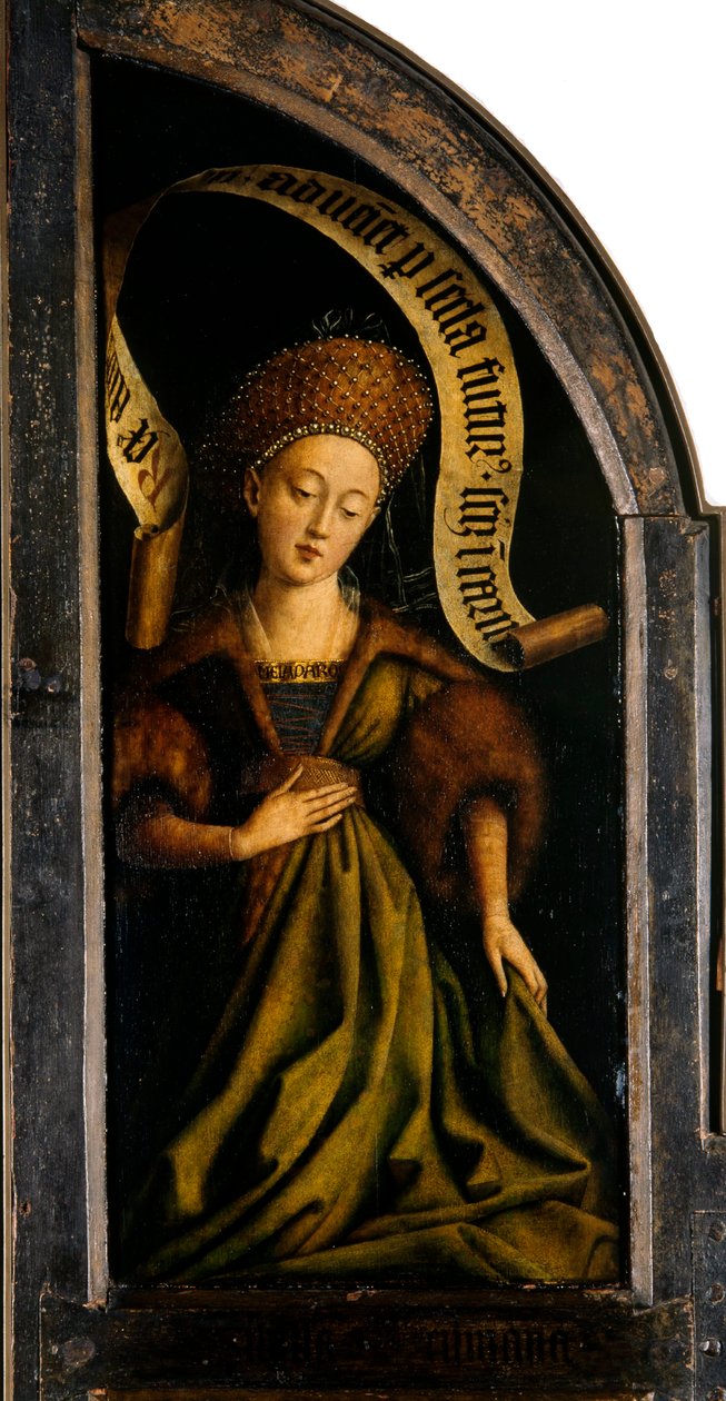 Ghent Altarpiece. Mistik Kuzuya Tapınma: Cumaean Sibyl, 1432. by Jan van Eyck