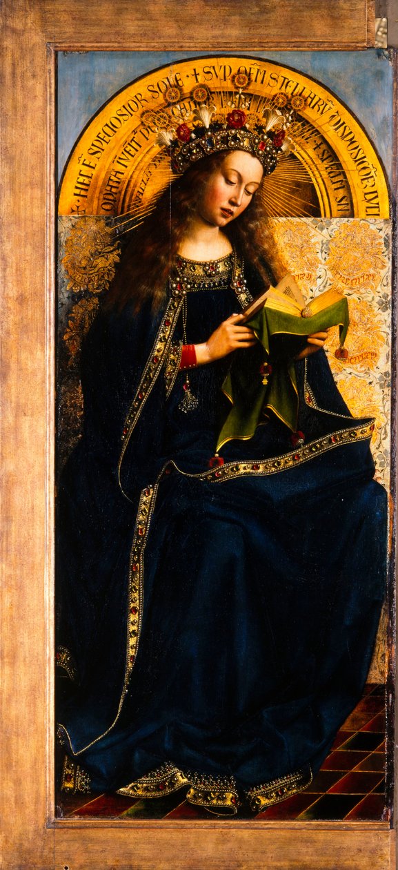 Ghent Altarpiece. Mistik Kuzuya Tapınma: Enthroned Meryem Ana, 1432. by Jan van Eyck