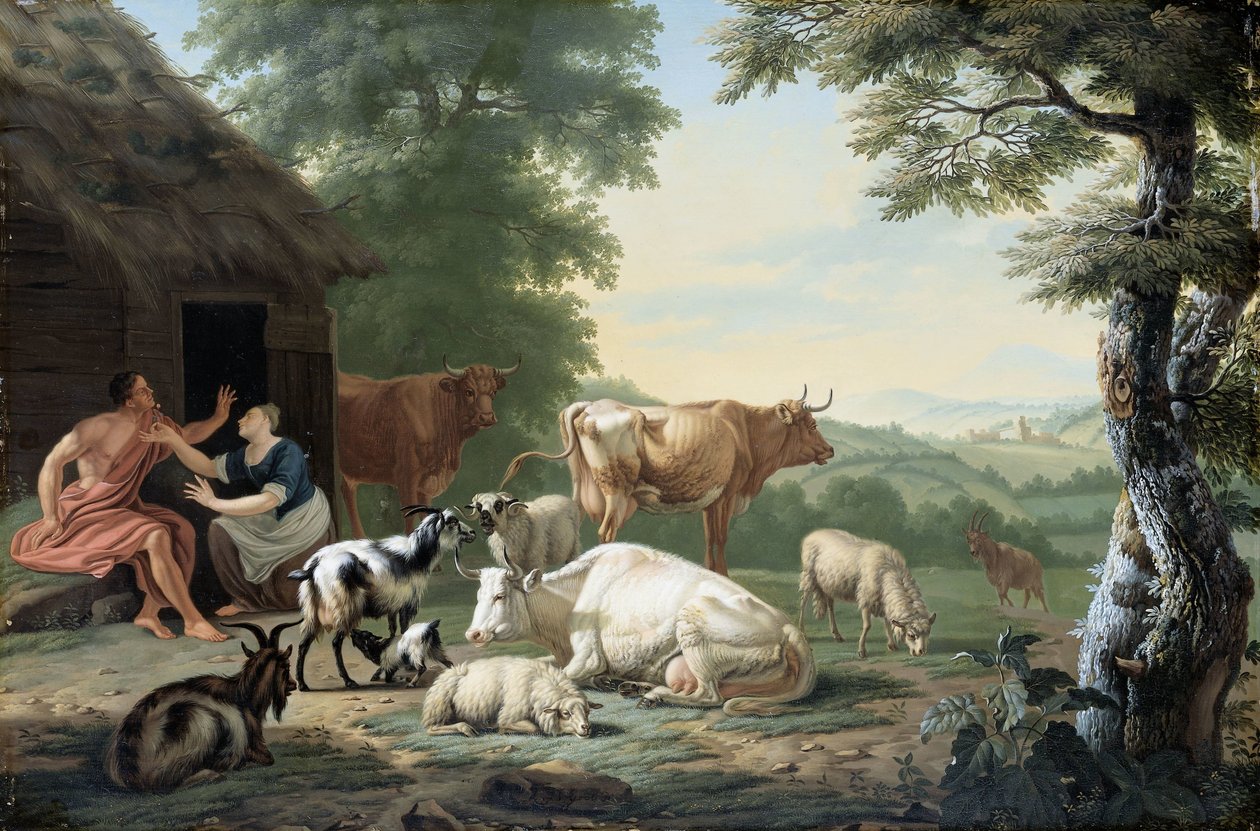 Çobanlar ve Sığırlarla Arkadya Manzarası by Jan van Gool