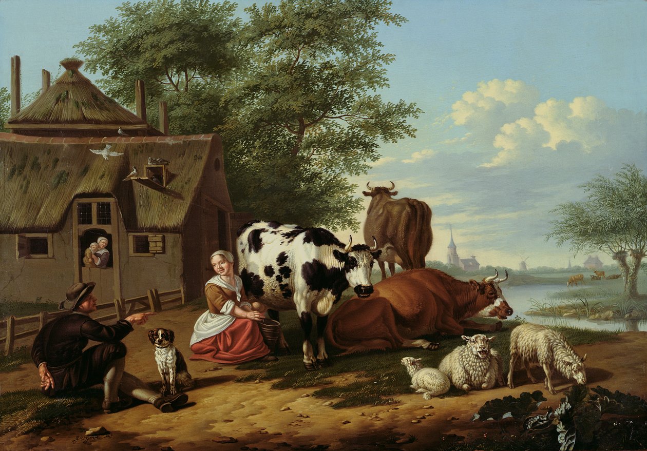 Çayırda Sığır (panel) by Jan van Gool
