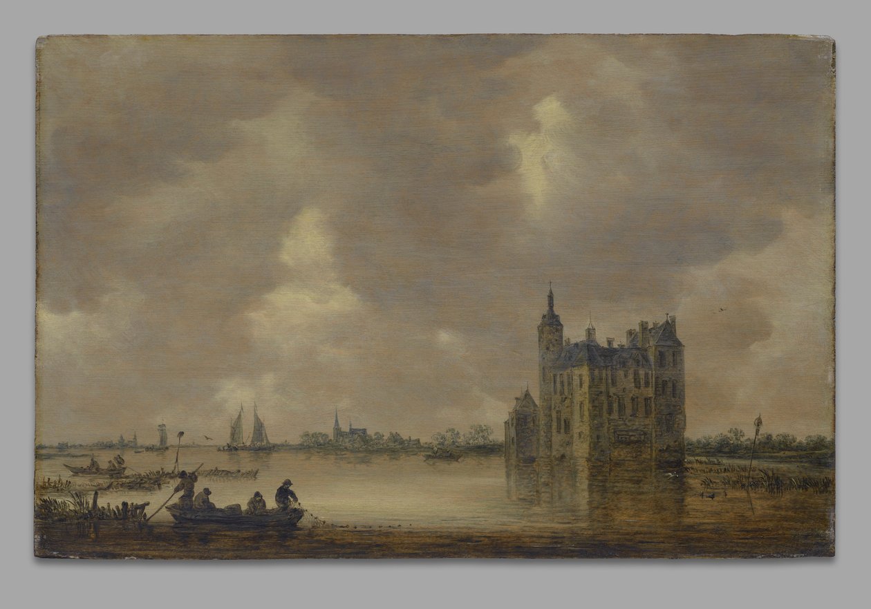 Nehir kenarında bir kale by Jan van Goyen