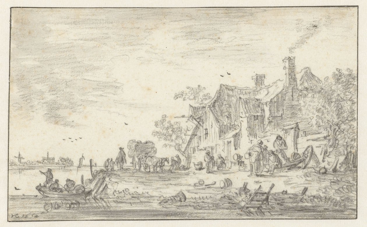 Bir nehir kıyısında çiftlik by Jan van Goyen