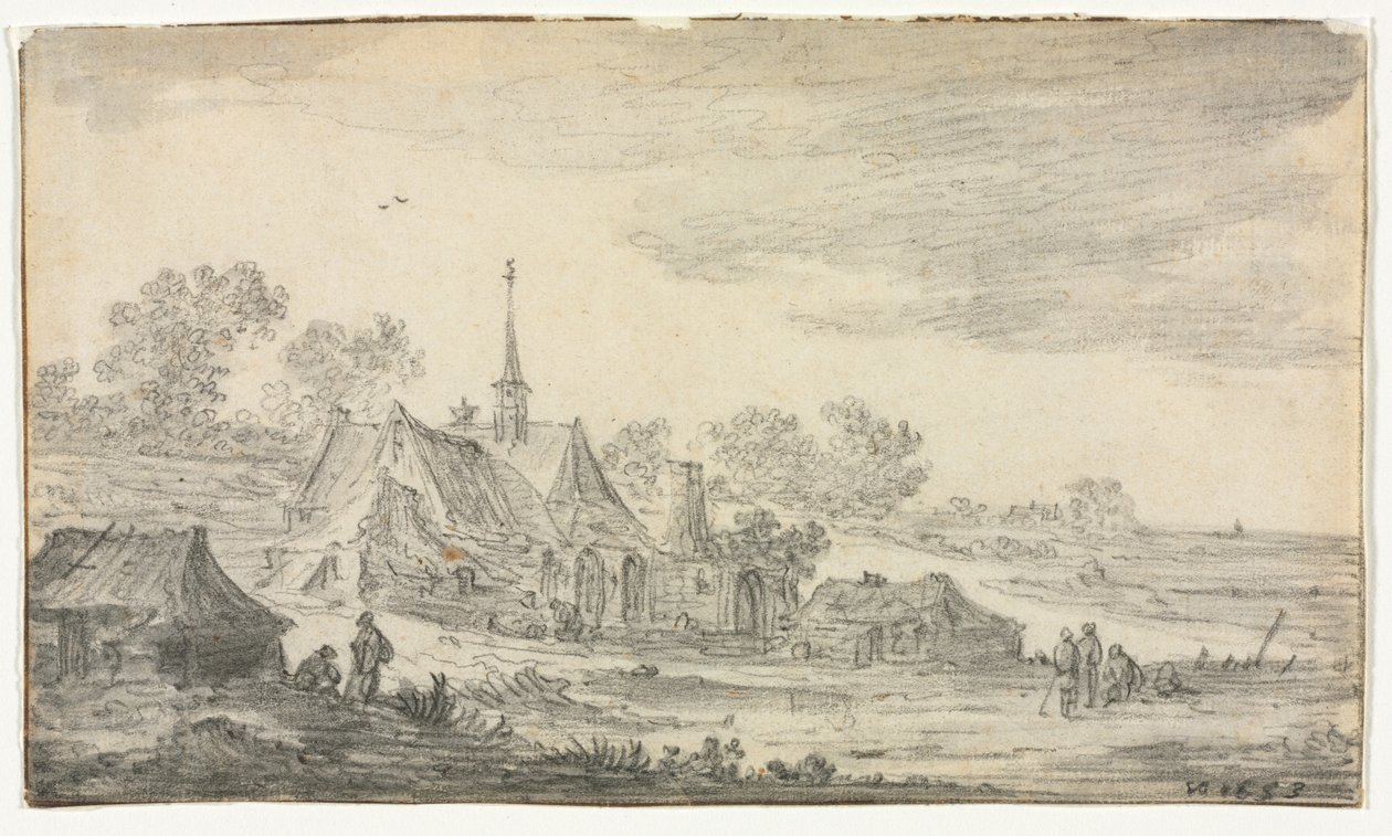 Bir Deniz Kıyısında Bina Grubu by Jan van Goyen