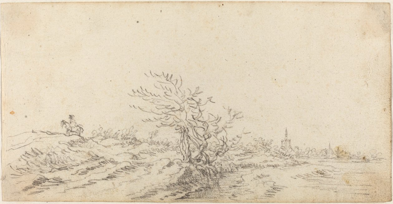Kum tepelerinin arasında atlı by Jan van Goyen
