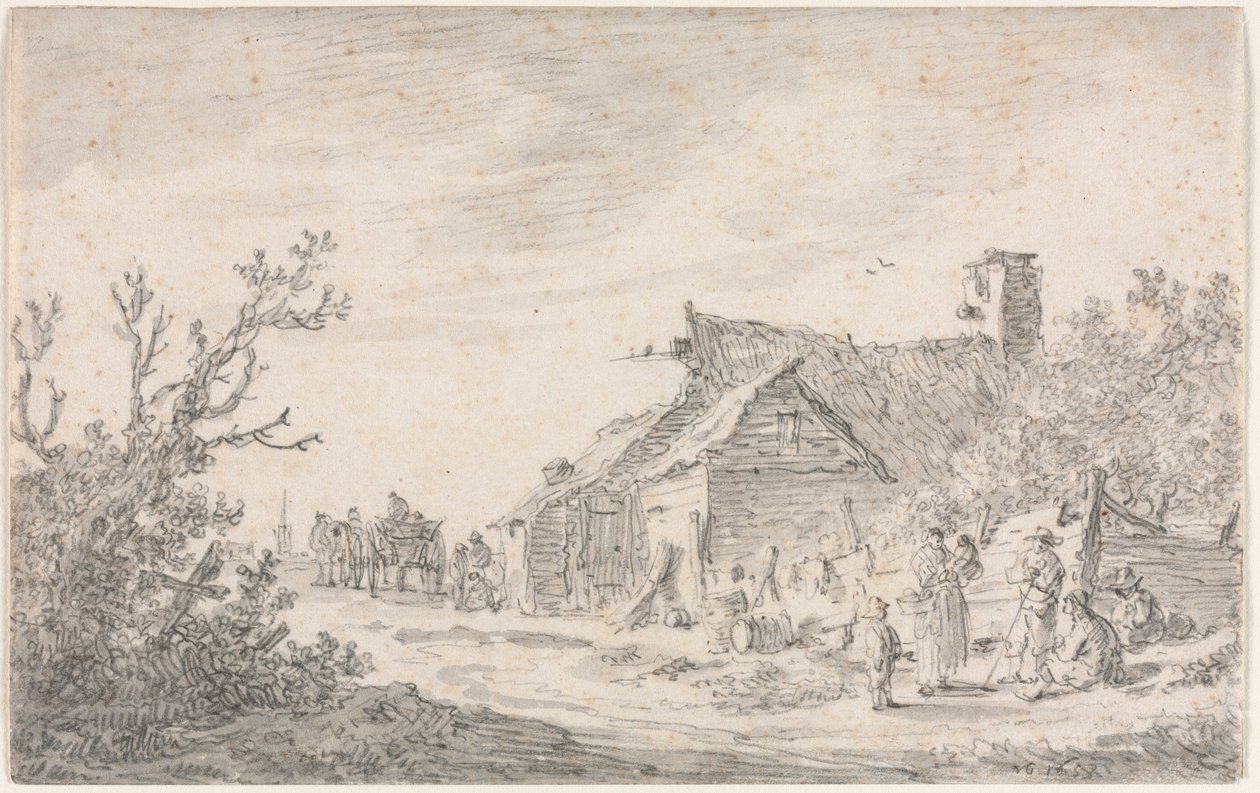 Bir Kulübe ve Rakamlarla Peyzaj by Jan van Goyen