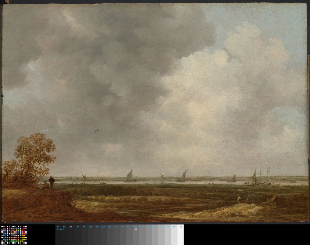 Alçak Çayırlar Olan Bir Nehrin Panoramik Görünümü by Jan van Goyen
