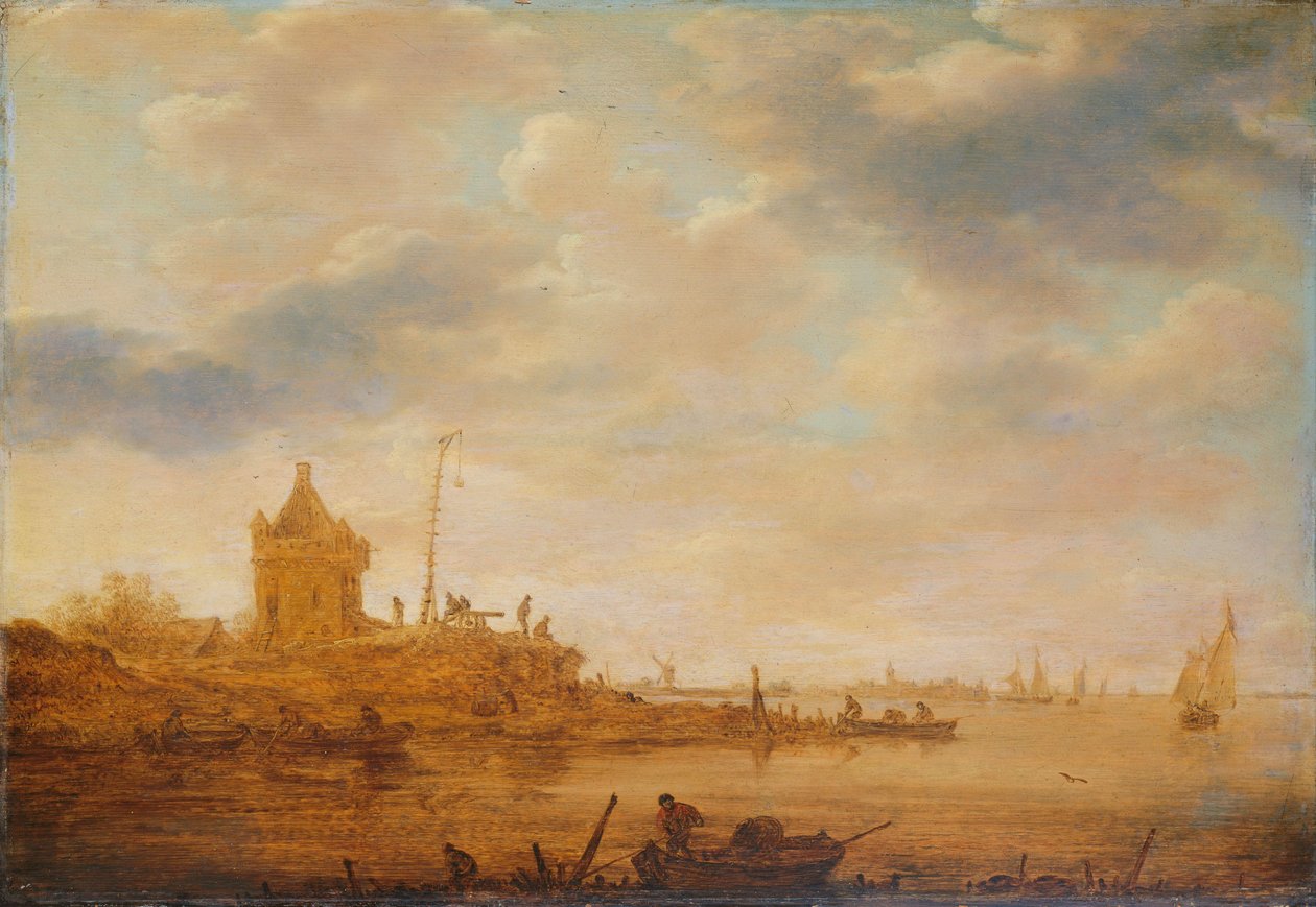 Nöbetçi Karakolu ile Nehir Manzaralı by Jan van Goyen