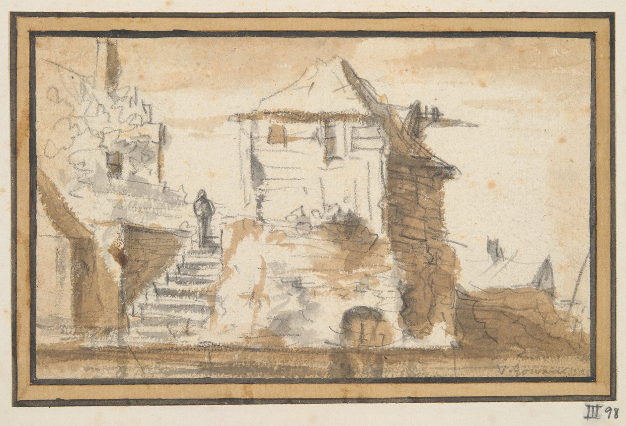 Merdivenli İki Bina by Jan van Goyen