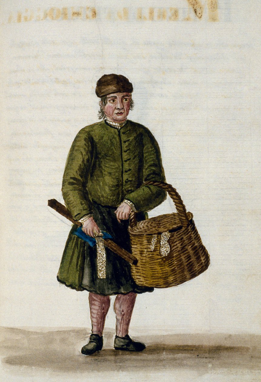 Chioggian dantel satıcısı, Venedik kıyafetlerinin el yazmasından örnek, Cilt IV, c 68, Jan Grevenbroeck (1731-1807), suluboya, İtalya by Jan van Grevenbroeck