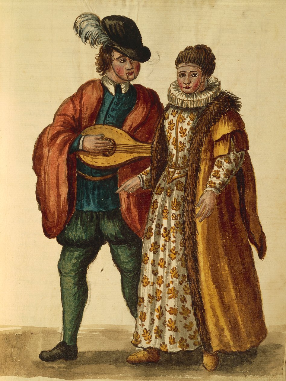 Jan van Grevenbroeck veya Giovanni Grevembroch tarafından Gli Abiti de Veneziani, resimli kostüm ve maske kitabı, suluboya by Jan van Grevenbroeck