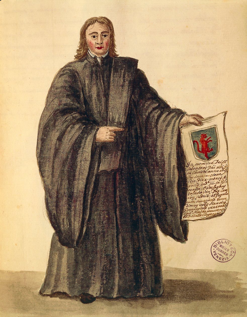 Chioggia şehrinin Büyük Şansölyesi, Jan van Grevenbroeck veya Giovanni Grevembroch (1731-1807), Gli Donne de Veneziani, resimli kostüm kitabından, suluboya by Jan van Grevenbroeck