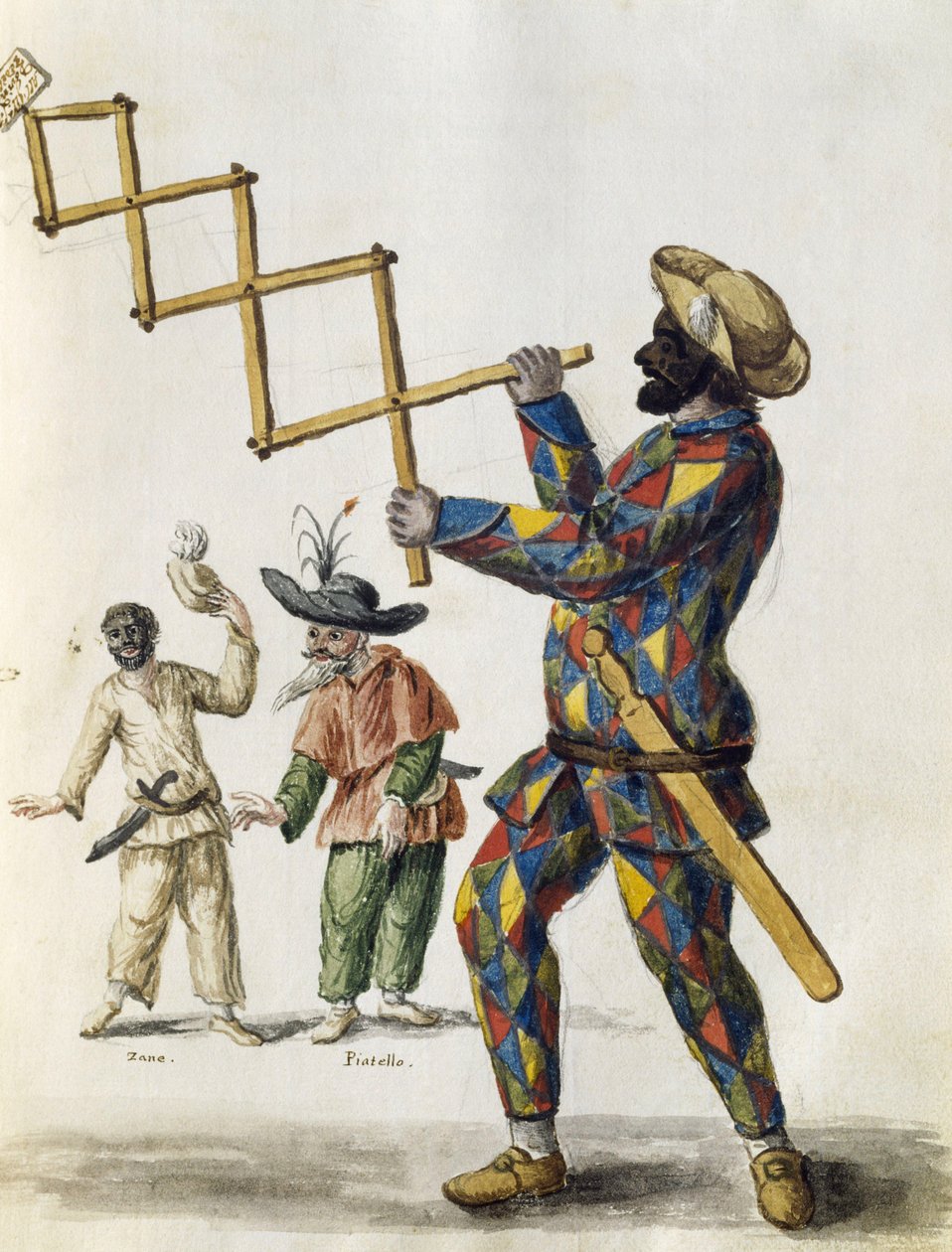 Harlequin, Venedik giysilerinden suluboya, hemen hemen her yaştan, Jan van Grevenbroeck veya Giovanni Grevembroch (1731-1807), İtalya tarafından 18. yüzyılda özenle toplanmış ve boyanmıştır. by Jan van Grevenbroeck