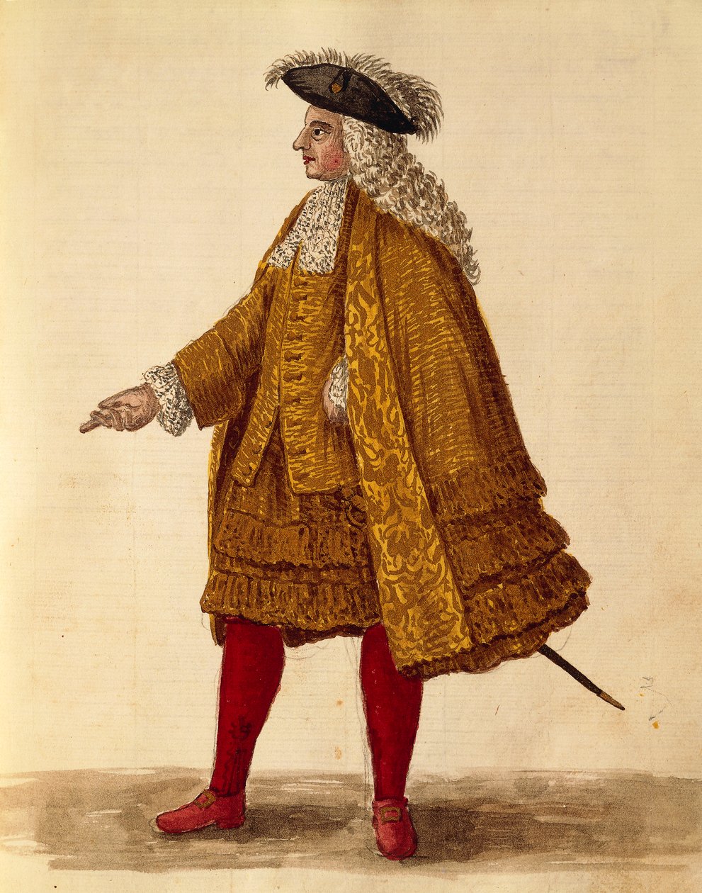 Şövalye cübbesi, Jan van Grevenbroeck veya Giovanni Grevembroch (1731-1807), Gli Donne de Veneziani, resimli kostüm kitabından, suluboya by Jan van Grevenbroeck