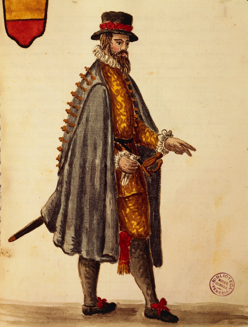 Napoli elçisi, Jan van Grevenbroeck veya Giovanni Grevembroch (1731-1807), Gli Abiti de Veneziani, resimli kostüm kitabından, suluboya by Jan van Grevenbroeck