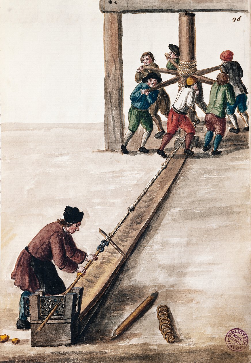 Jan Grevenbroeck (1731-1807), suluboya, İtalya, Venedik kostümlerinin Illustrated kitabından nane illüstrasyonu için işleme çubukları by Jan van Grevenbroeck