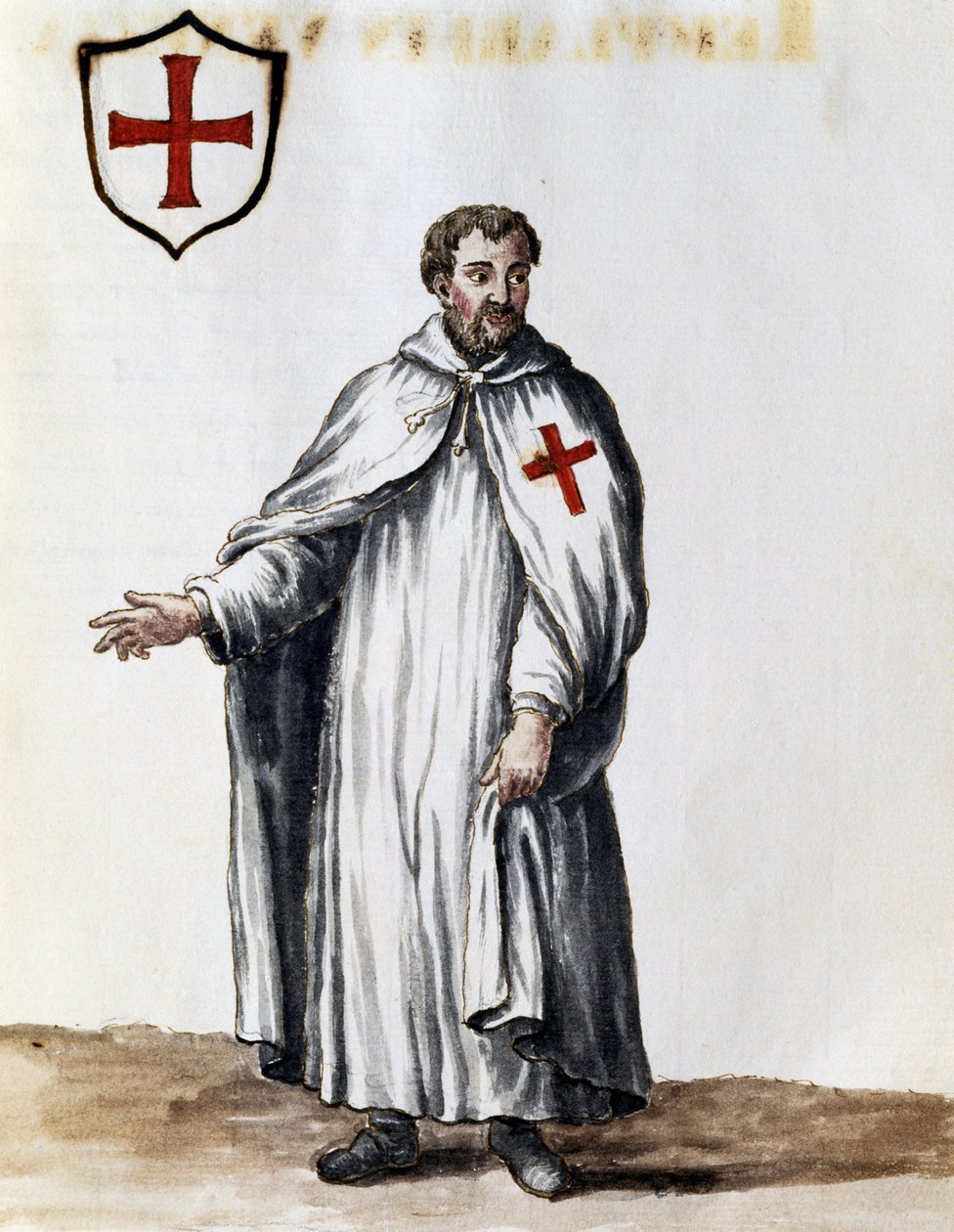 Tapınak Şövalyesi, hemen hemen her yaştan Venediklilerin Kostümlerinden bir illüstrasyon, özenle toplanmış ve 18. yüzyılda boyanmış, Giovanni di Grevembroch (1731-1807) by Jan van Grevenbroeck