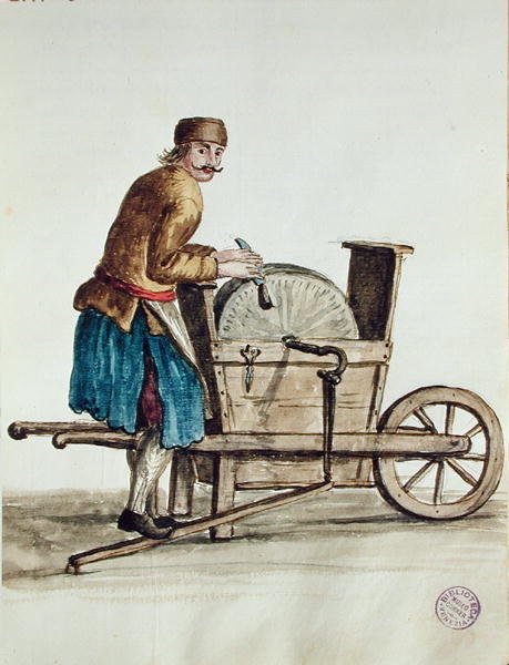 Venedik Bıçak Öğütücü (kağıt üzerine kalem, mürekkep ve wc) by Jan van Grevenbroeck