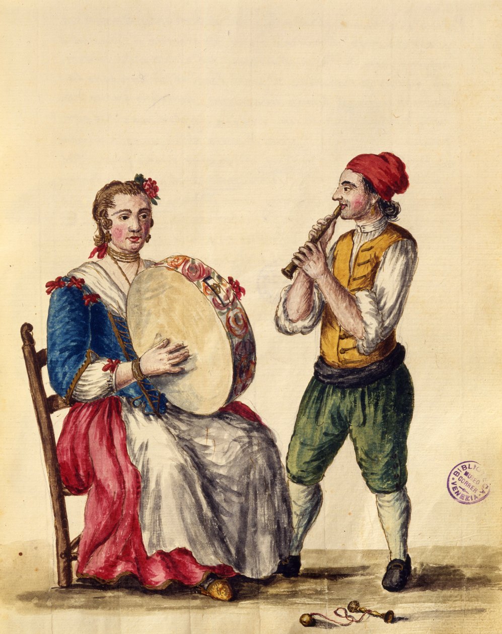 Venedikli Müzisyen (kağıt üzerine kalem & mürekkep ve wc) by Jan van Grevenbroeck