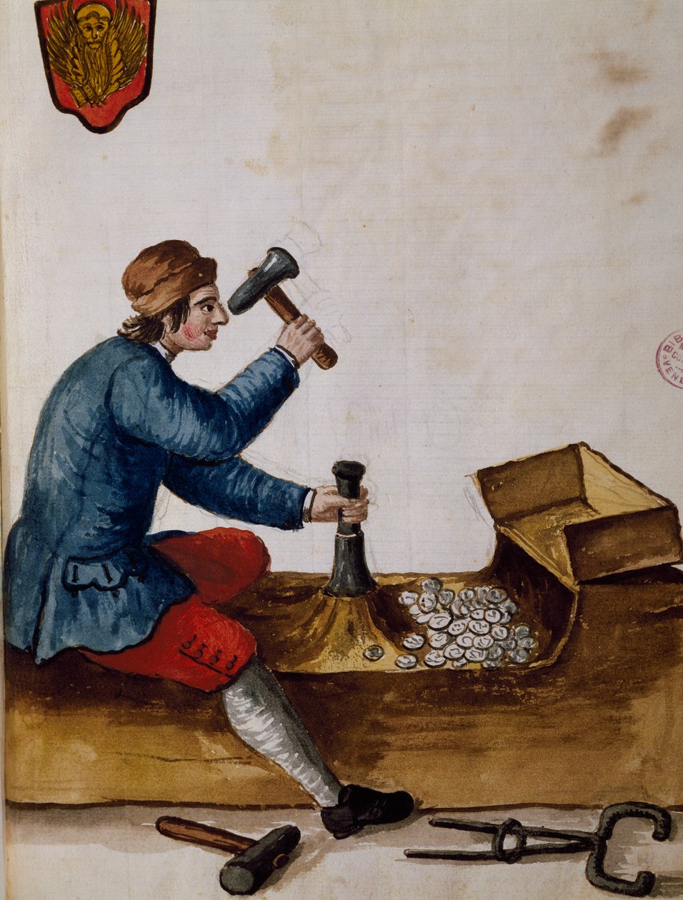 İşçi, nane, resimli Venedik kostümleri kitabından, Jan Grevenbroeck (1731-1807), suluboya, İtalya by Jan van Grevenbroeck