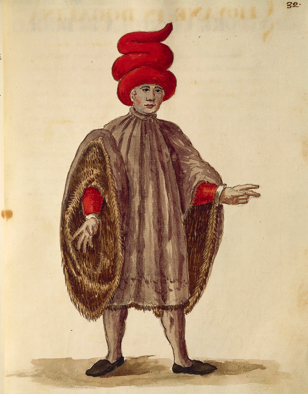 Jan van Grevenbroeck veya Giovanni Grevembroch (1731-1807), Gli Abiti de Veneziani, resimli kostüm kitabından, suluboya, "Dogalina" giyen genç adam, geniş kollu resmi cüppe by Jan van Grevenbroeck