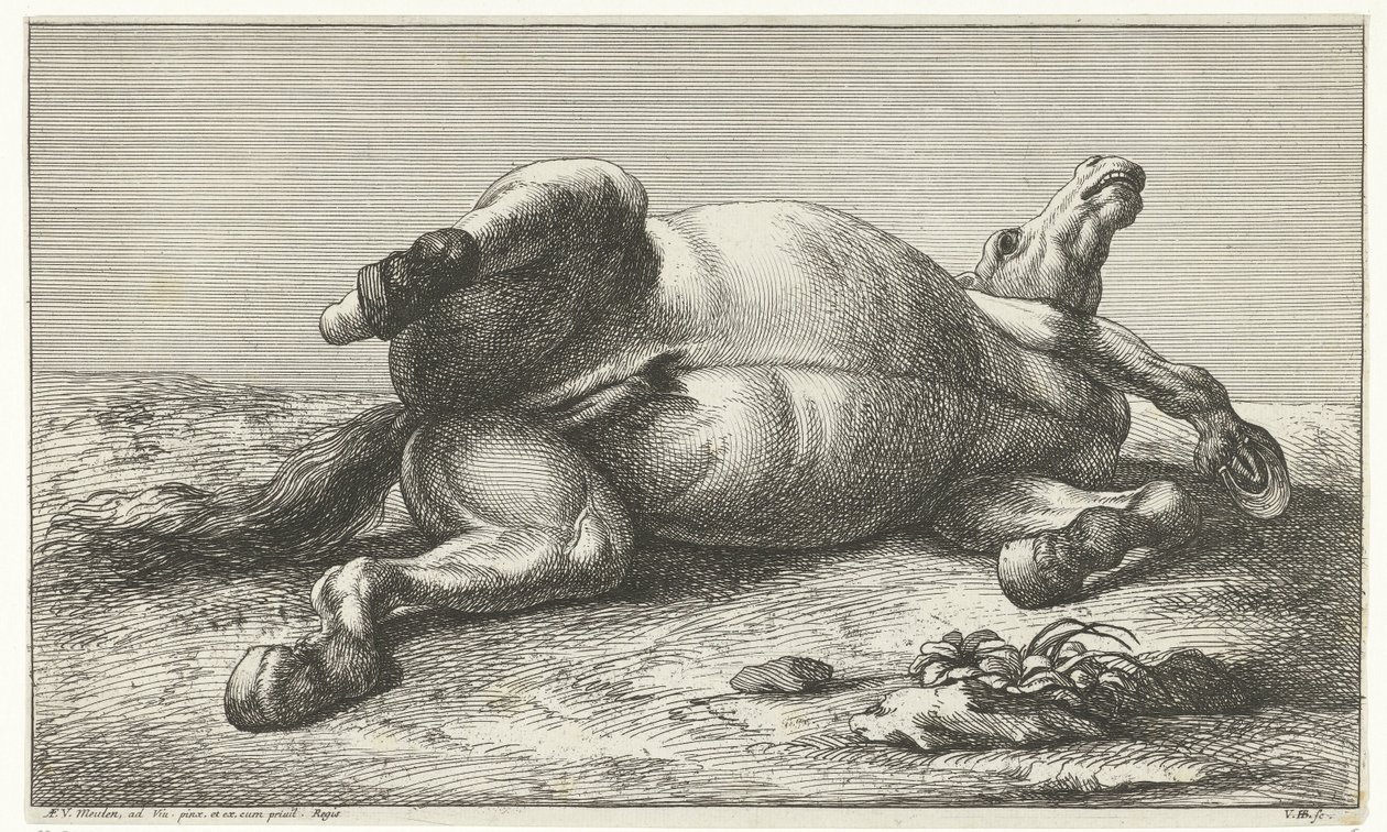 Sol tarafta yatan düşmüş at Düşmüş atlar (seri başlığı) by Jan van Huchtenburg
