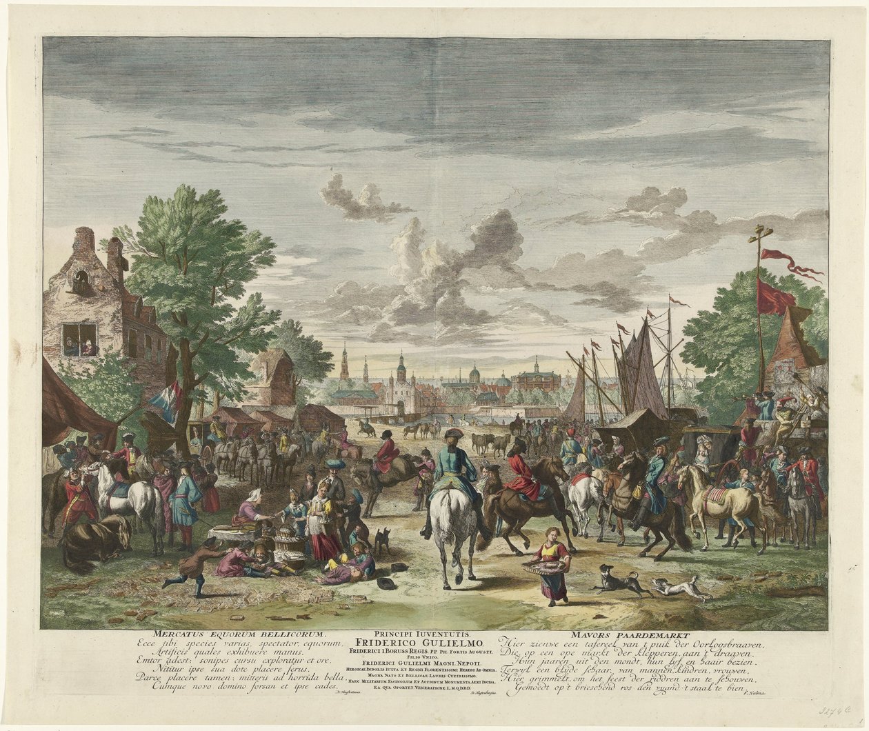 Paardenmarkt, yaklaşık 1702 Savaş Atları Pazarı / Mavors Paardemarkt (nesne üzerindeki başlık) by Jan van Huchtenburg