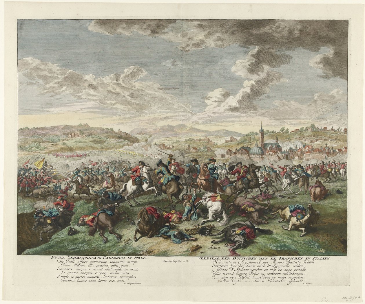 Kuzey İtalya'da Binicilik Savaşı, yaklaşık 1702-1703 İtalya'da Pugna Germanorum et Gallorum / İtalya'da Almanların Fransızlarla Savaşı (nesnedeki başlık) by Jan van Huchtenburg