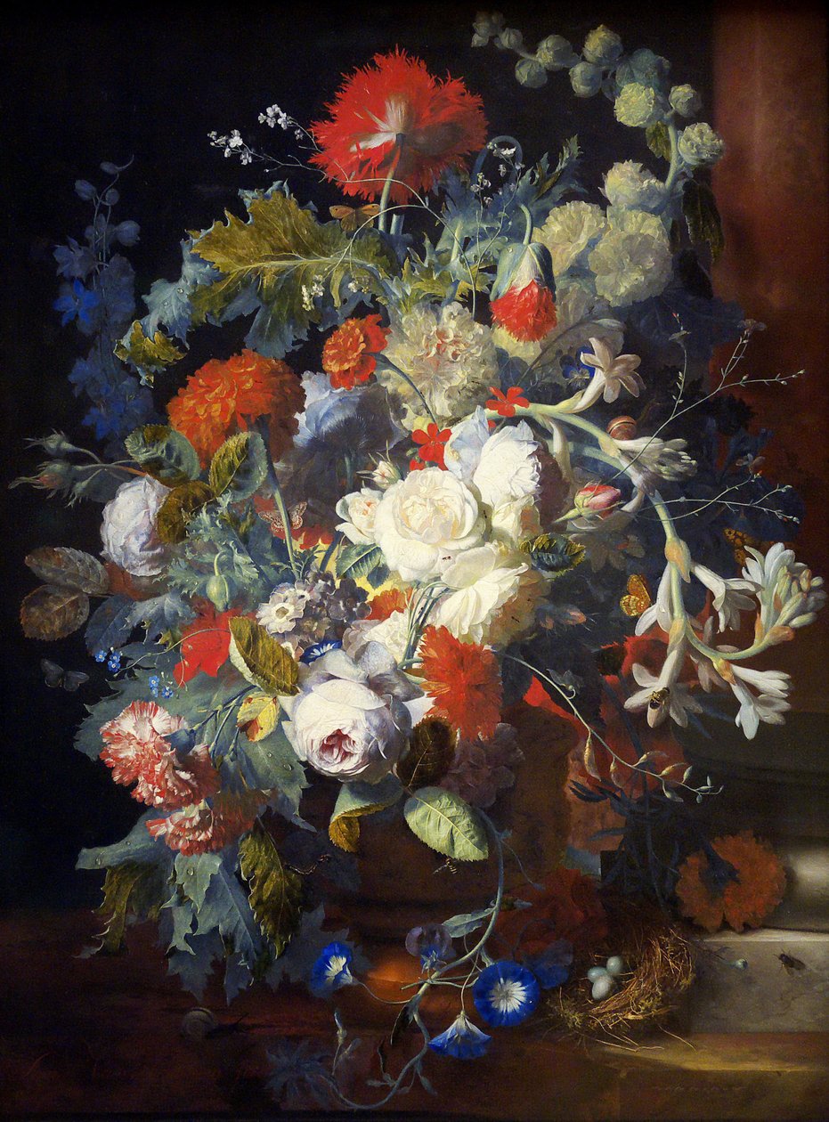 Bir Sütundaki Çiçek Buketi - Jan van Huysum (1682-1749). Ahşap üzerine yağlıboya, 18. yüzyılın ilk yarısı. Ebat : 80,2x60,3 cm. Sanat Tarihi Müzesi, Viyana by Jan van Huysum