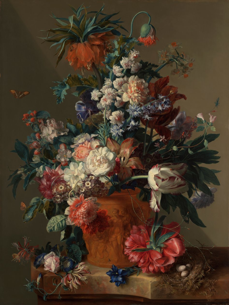 ""Çiçek vazosu"" by Jan van Huysum