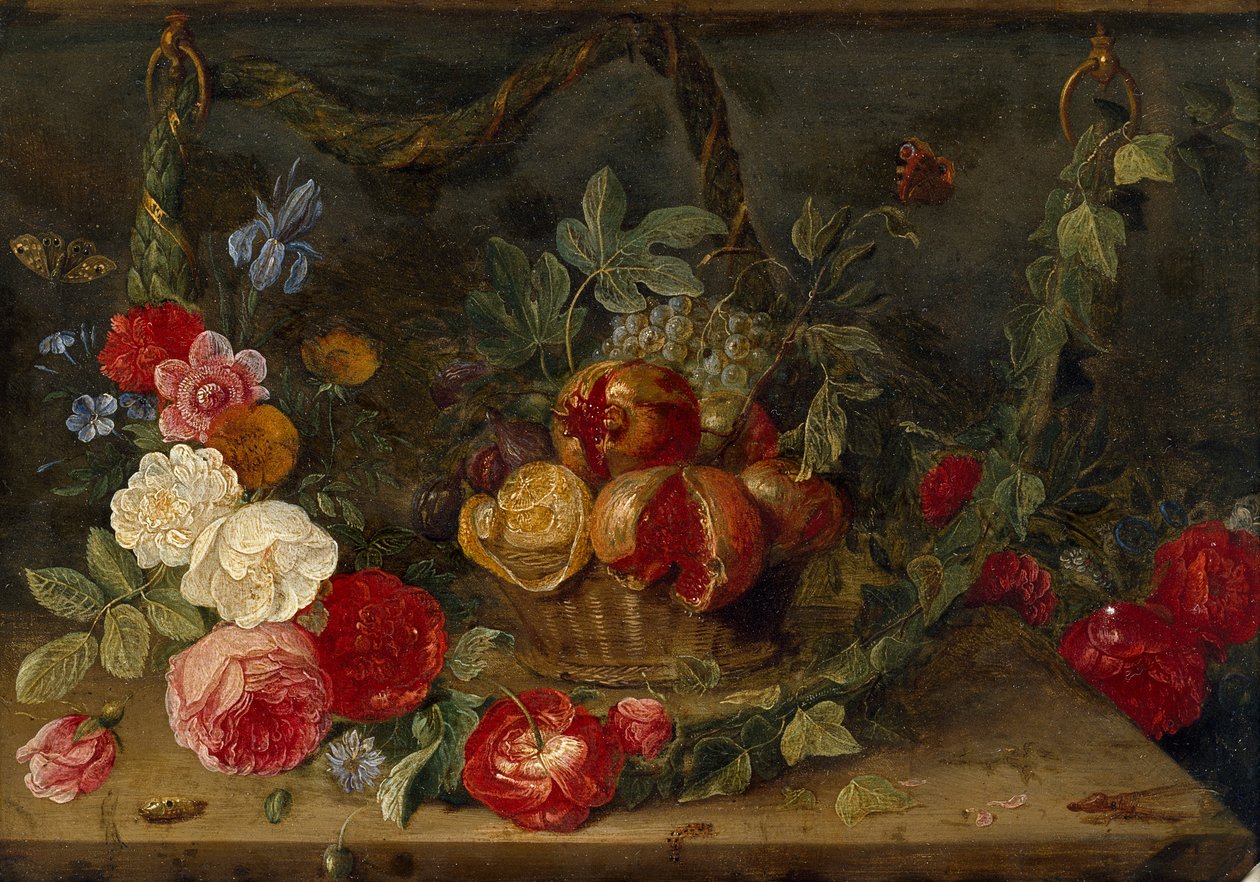 Meyve Sepetli Dekoratif Natürmort Kompozisyon, 17. Yüzyılın Ortası by Jan van Kessel