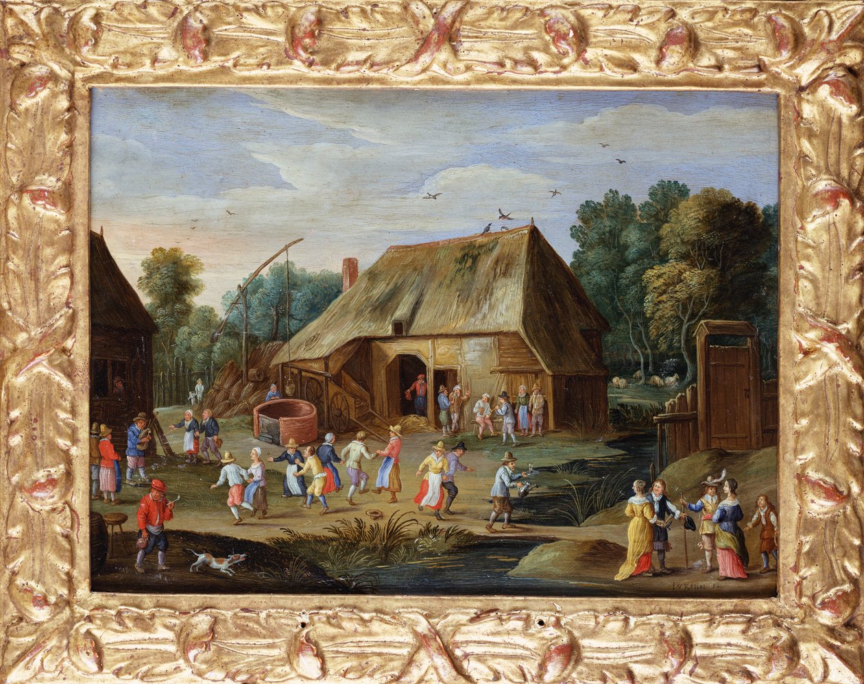 Bir Çiftlik Bahçesinde Köylü Dansında Soylu by Jan van Kessel