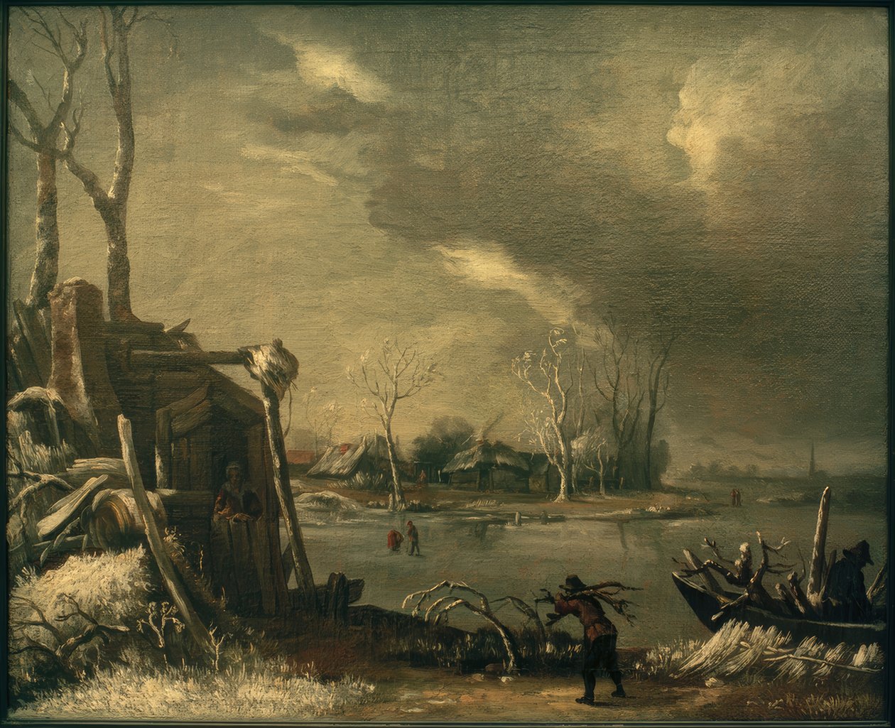Çalı toplayıcıları ile kış manzarası by Jan van Kessel