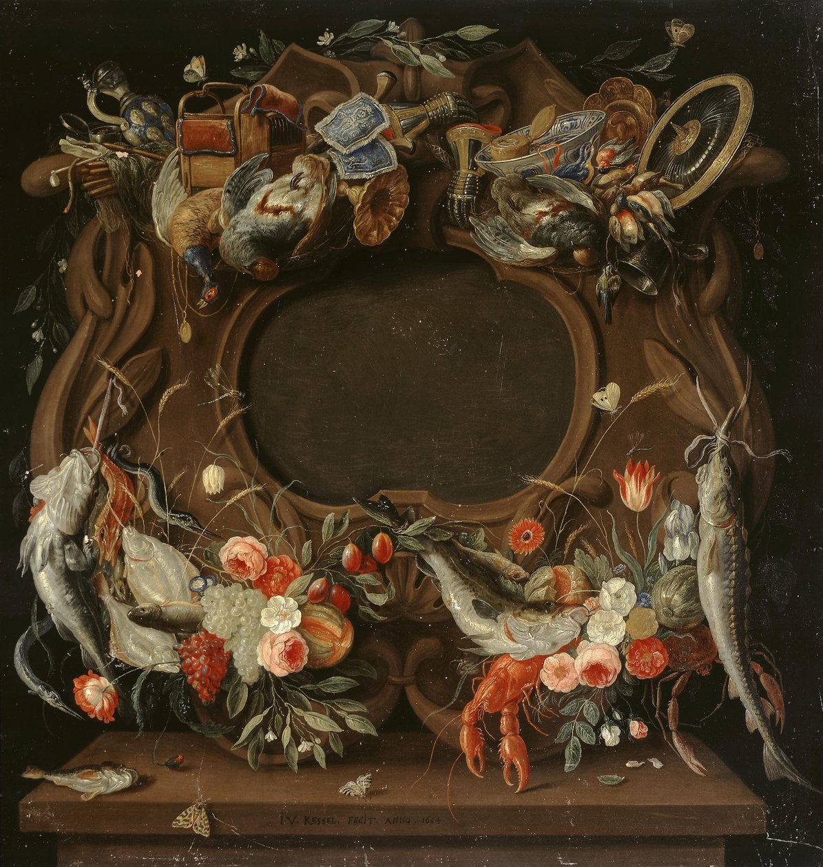 Dört Elementin Alegorik Tasvirini İçeren Madalyon Çerçevesi by Jan van Kessel the Elder