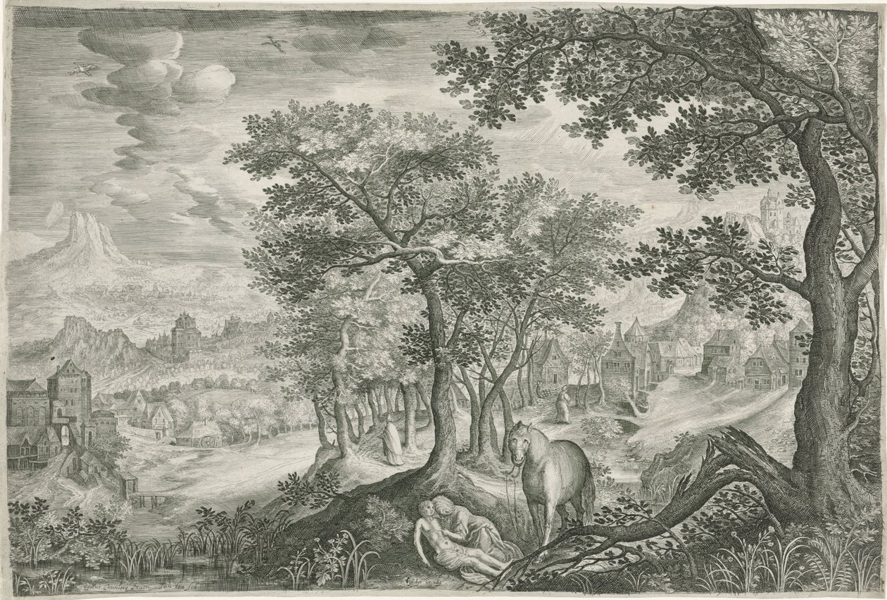 Good Samaritan ile dağ manzarası by Jan van Londerseel