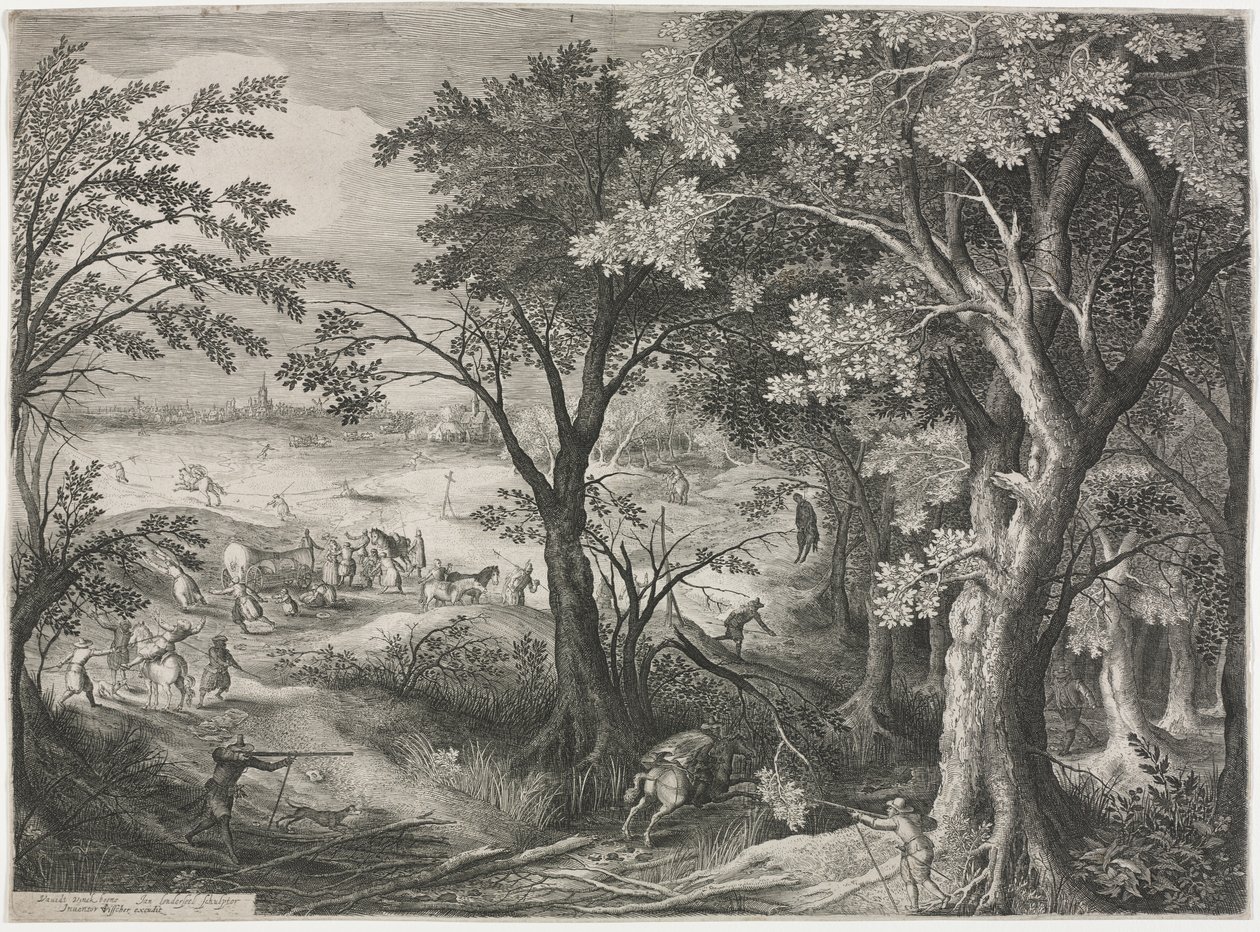 Bir Hırsız Çetesi Tarafından Saldırıya Uğrayan Gezginlerle Manzara by Jan van Londerseel