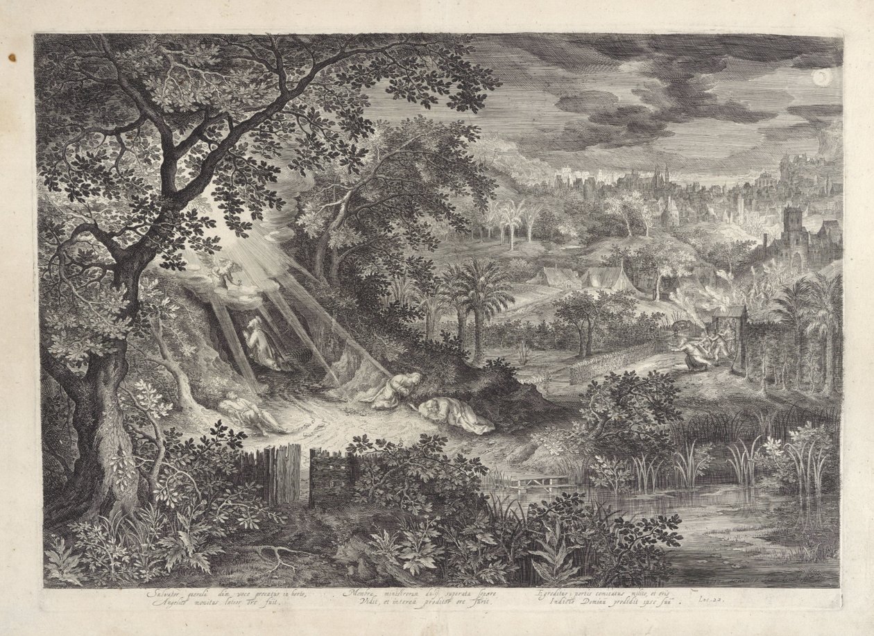 Gethsemane Bahçesinde İsa ile Manzara by Jan van Londerseel