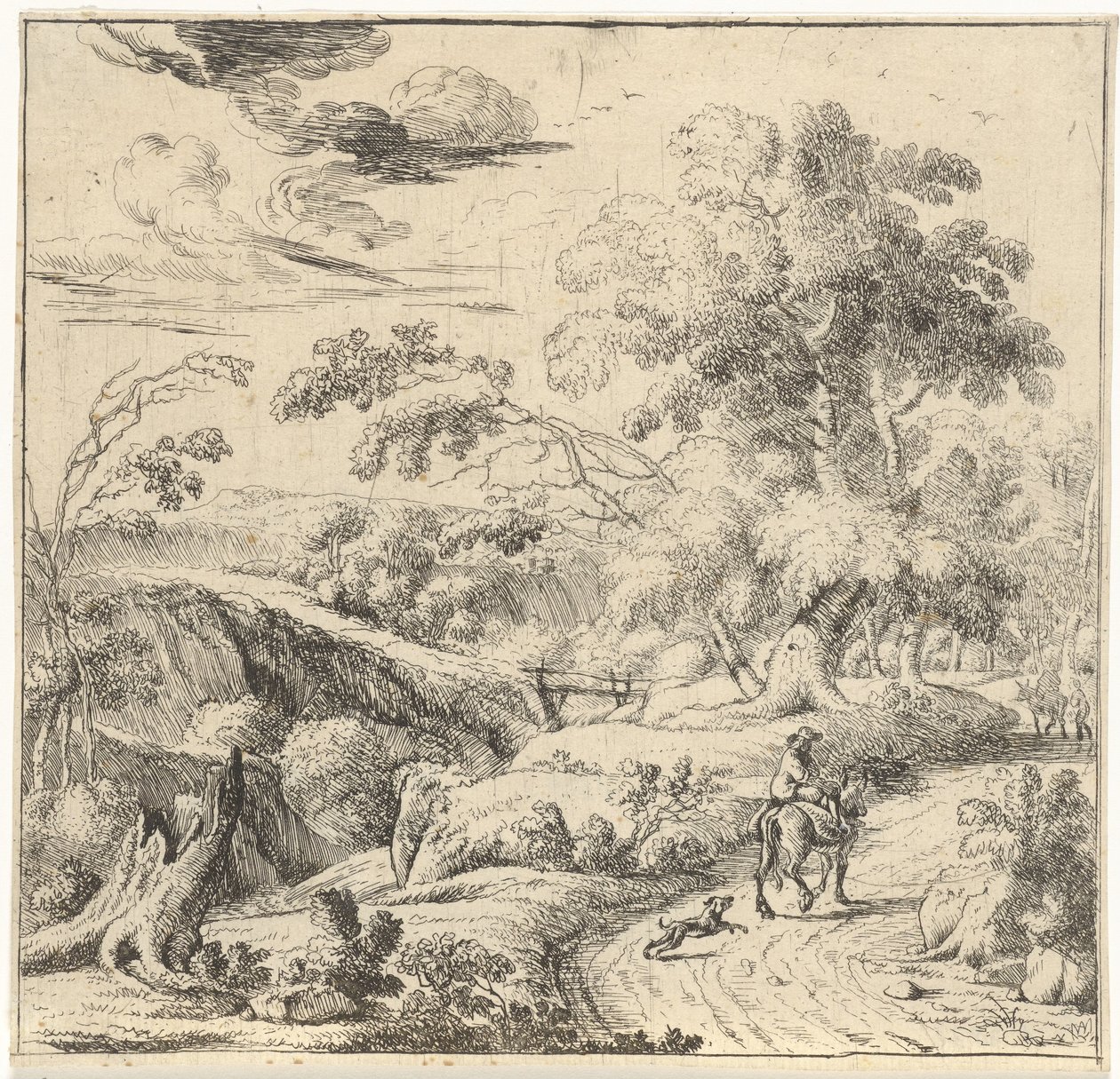Bir eşek binicisi ile manzara by Jan van Nickelen
