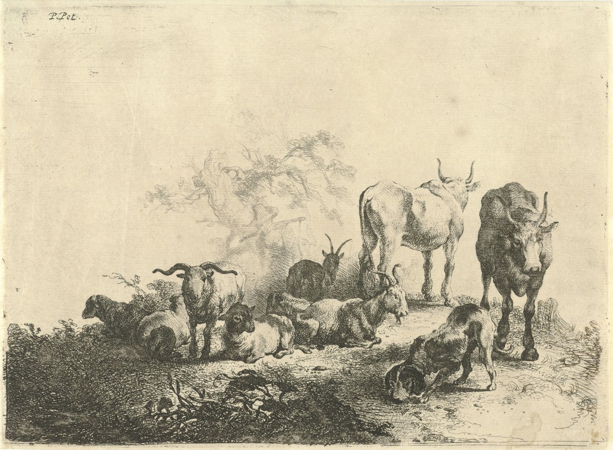 Sığır ve sütçü kızla manzara by Jan van  Noordt